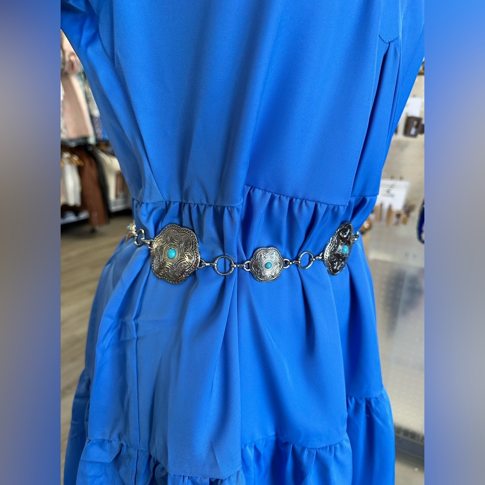 Silver and Turquoise Women's Western Belt